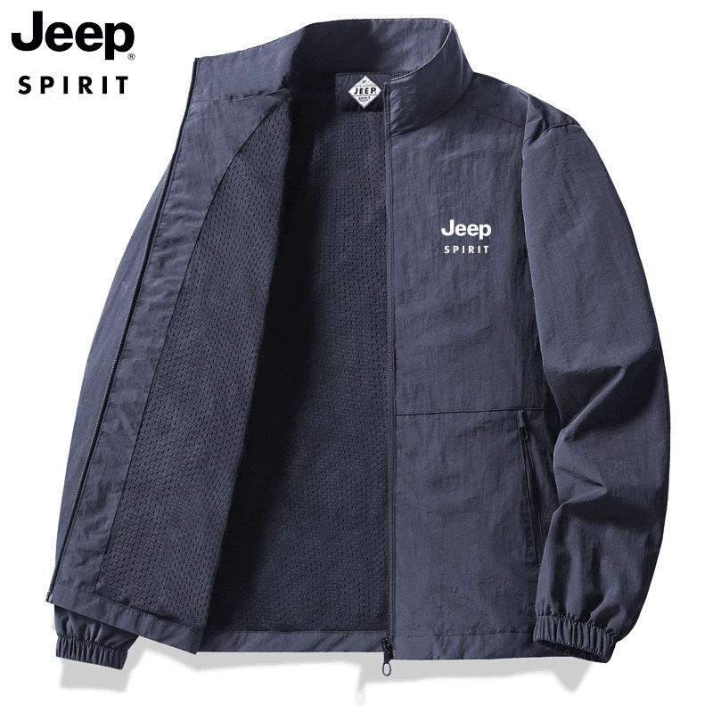 Jeep吉普夹克外套春季休闲大码宽松男士大码立领户外薄款冲锋上衣
