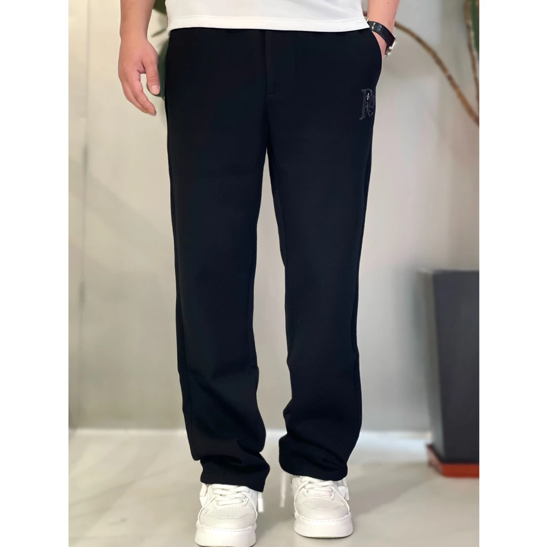 秋冬时尚运动男士轻奢百搭潮流高品质经典黑色纯色直筒休闲针织裤