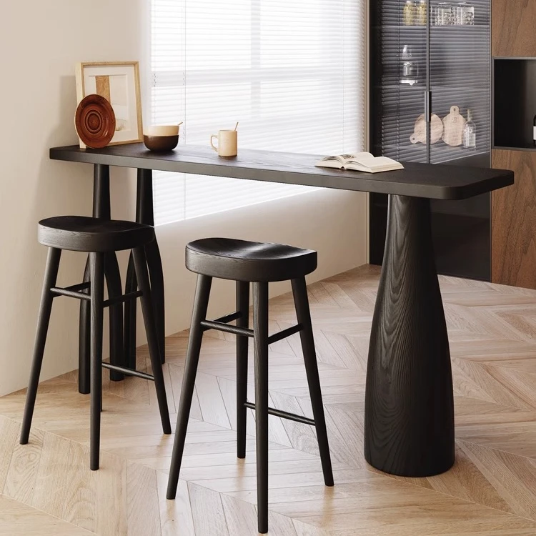 实木吧台桌家用阳台休闲小吧台高脚桌隔断厨房客厅吧台靠墙长条桌