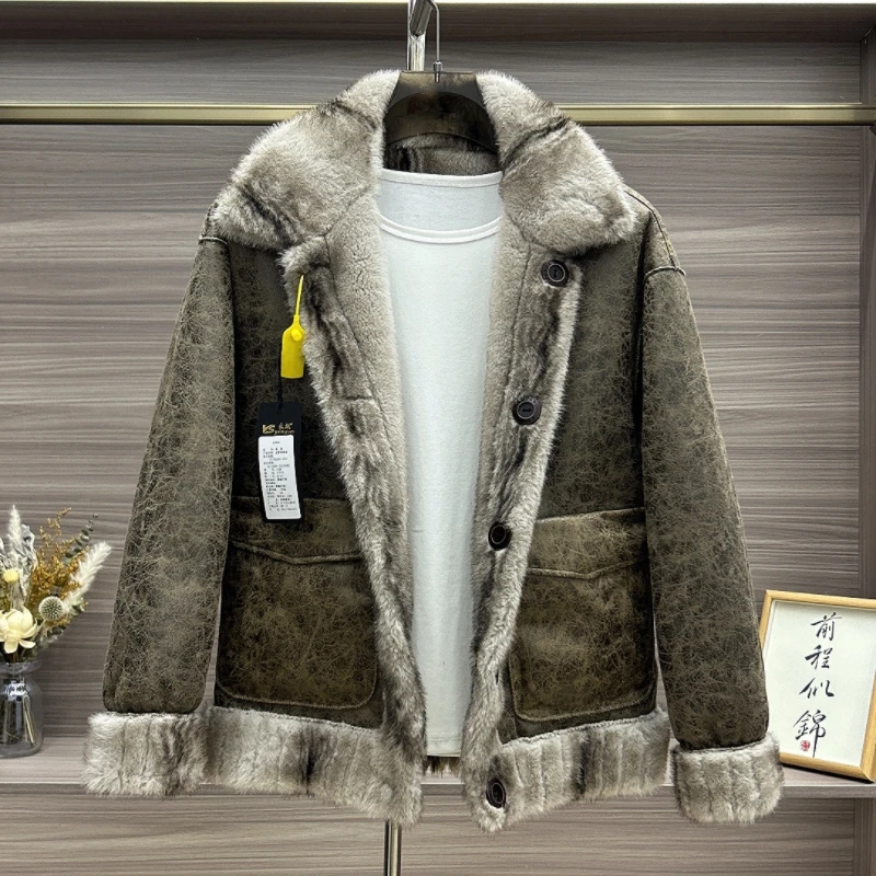 2024冬季新款男装男士翻领双面穿夹克外套保暖时尚百搭休闲