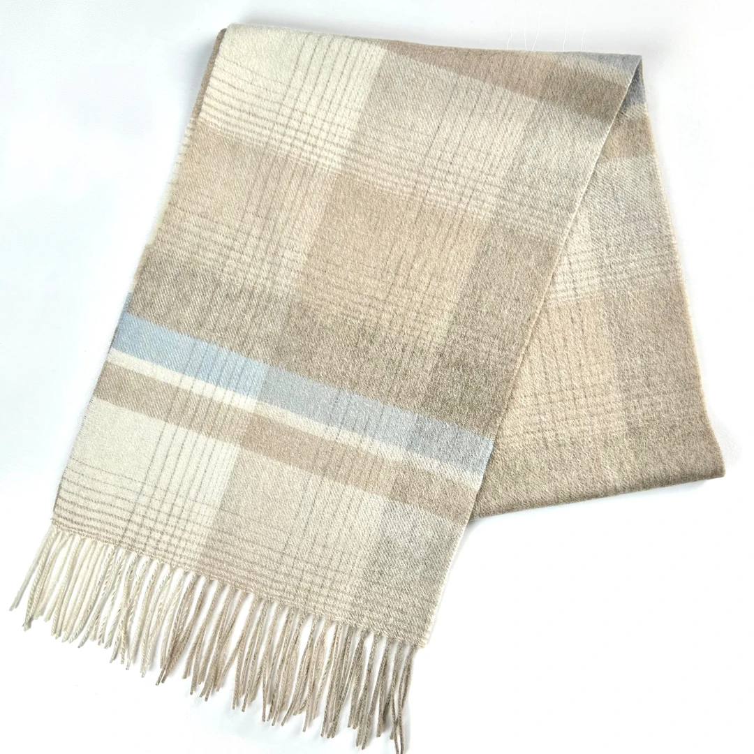 【钱老板推荐】CUOLAI阔莱1111绵羊毛拼线格围巾