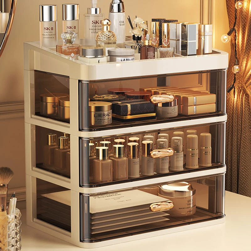 收纳盒梳妆台透明大容量整理盒办公桌置物架桌面收纳箱抽屉护肤品