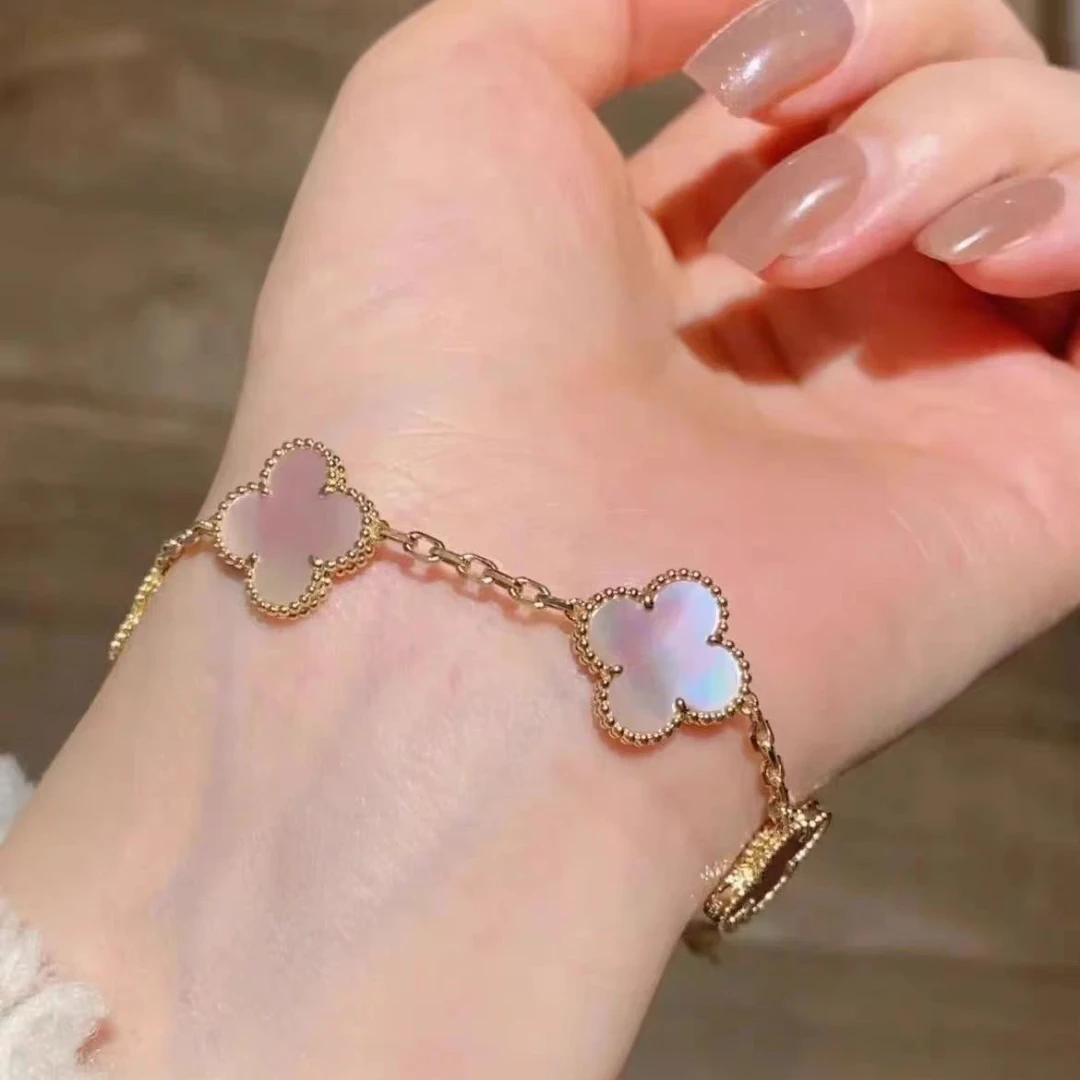 钛钢手链 ANAN 高定 金粉贝五花手链轻奢款