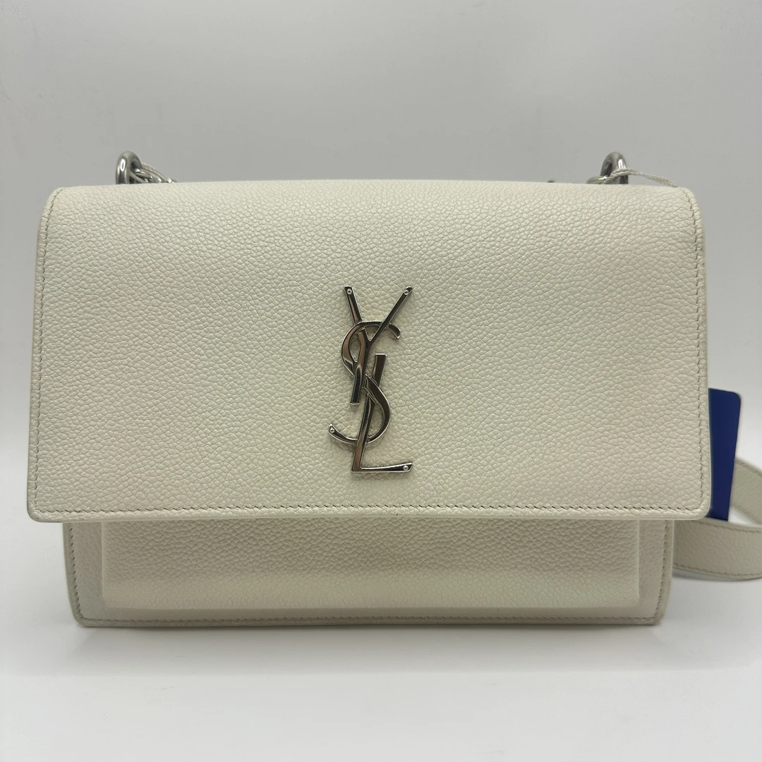 95新 YSL/圣罗兰 日落白色单肩斜挎包经典/肩包—0025