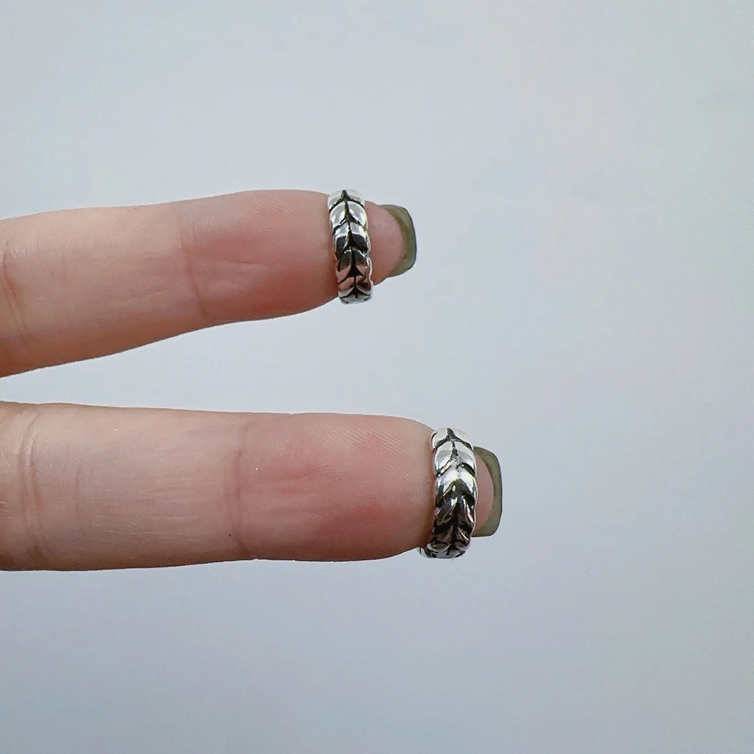 925银耳饰 冷淡风气质复古麦穗圆圈耳环ins小众韩国高级感百搭