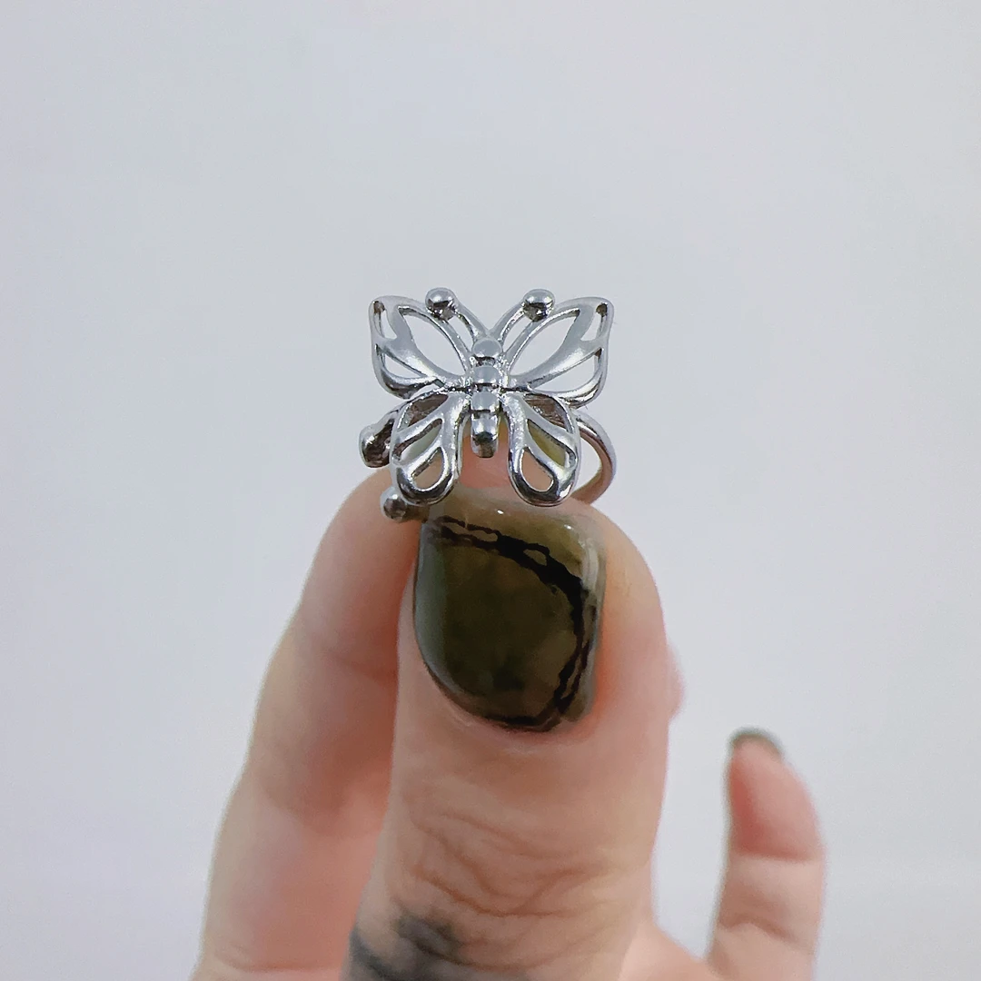 925银耳饰 镂空蝴蝶冷淡简约个性潮INS复古蝴蝶无耳洞耳夹精致