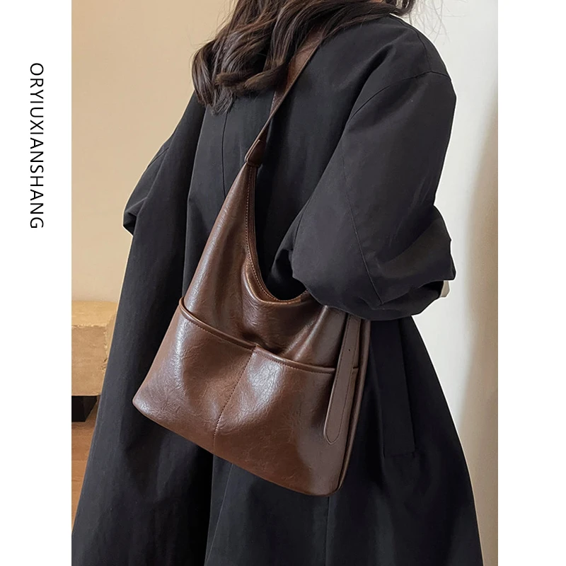 2024新款秋冬高级感简约通勤女腋下包女士大容量单肩包大托特包