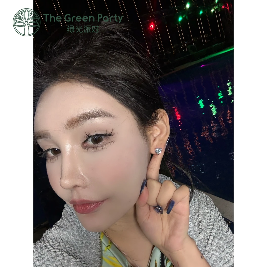 铜合金合成锆石耳饰 TheGreenParty925银针爱心耳钉气质时尚女士