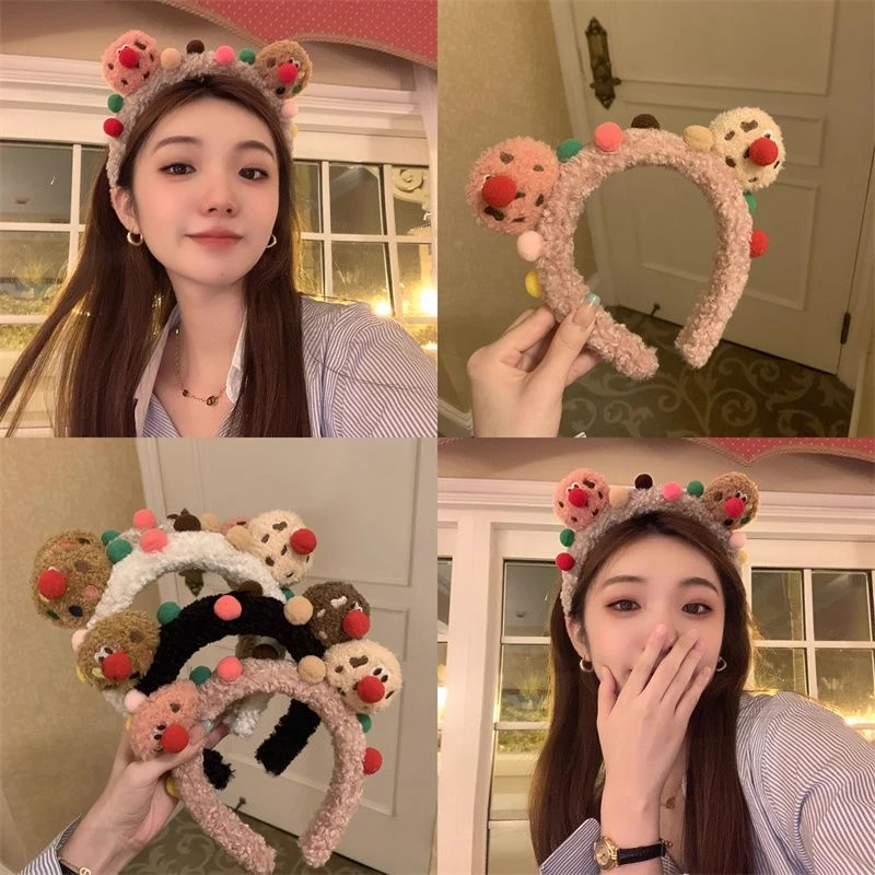 丑萌曲奇饼干小丑毛绒发箍女秋冬卡通可爱洗脸化妆头箍压发卡