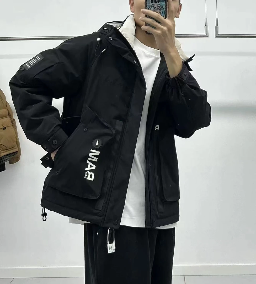 9909冬季百搭时尚连帽休闲男装厚外套