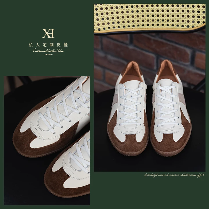 XH轻奢●柏林赫雾/手工德训全粒面头层/小牛皮拼接/真皮男女低帮