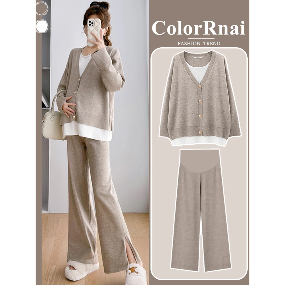 孕妇套装时尚洋气时髦针织两件套装网红外穿宽松秋冬ol春秋款秋季