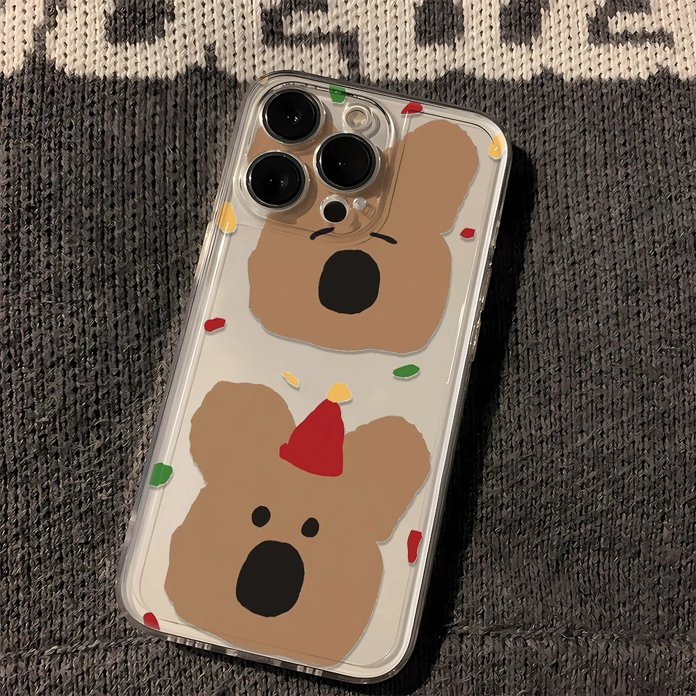 圣诞帽熊适用iphone15pro/14/13手机壳苹果12/11华为vivo小米oppo