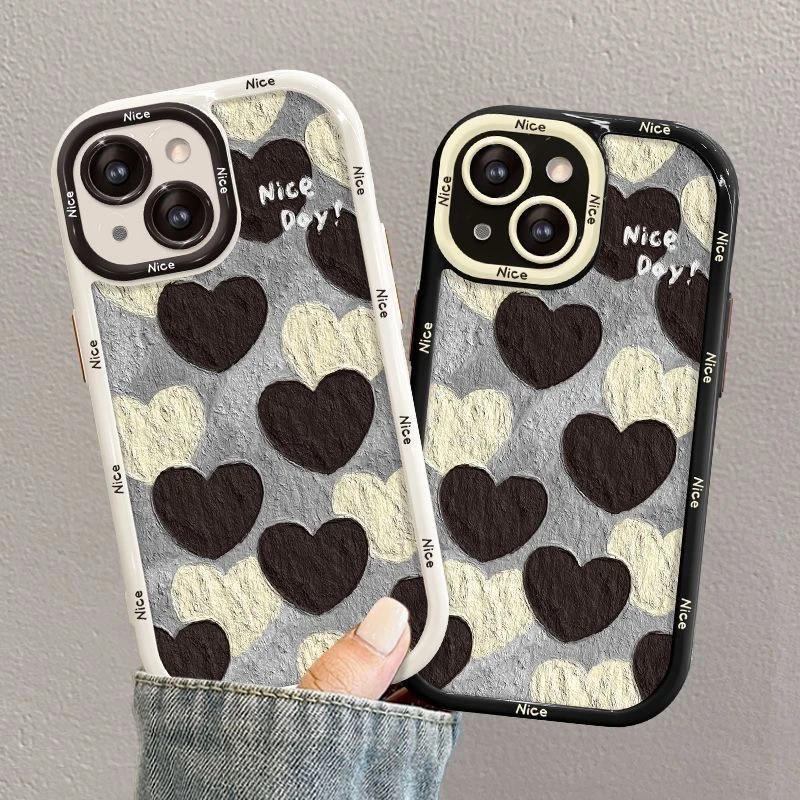 油画爱心适用iphone15pro/14/13手机壳苹果12/11华为vivo小米oppo