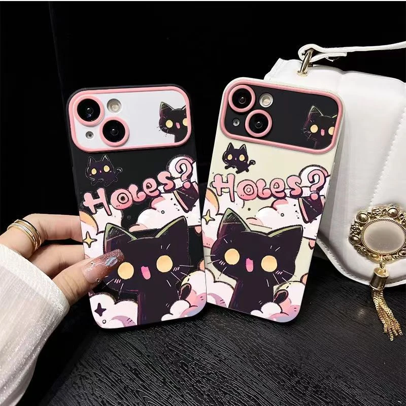 黑框黑猫适用iphone15pro/14/13手机壳苹果12/11华为vivo小米oppo