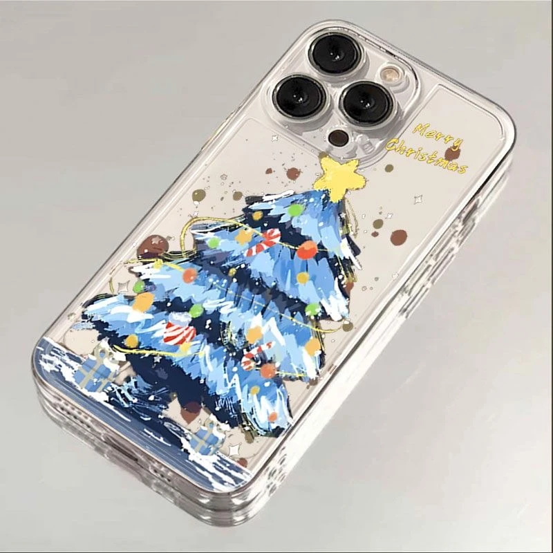 蓝圣诞树适用iphone15pro/14/13手机壳苹果12/11华为vivo小米oppo