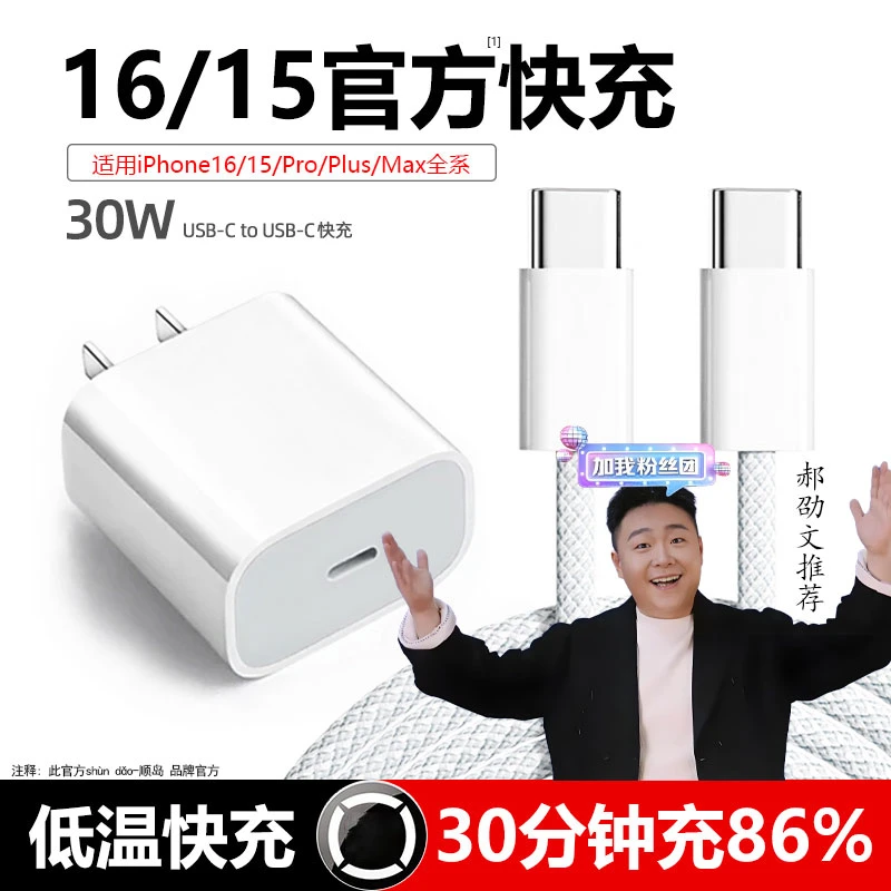 适用苹果30W快充16数据线PD充电头iphone14/13原装正品充电器手机
