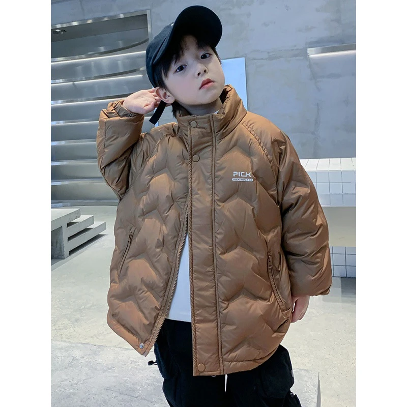 男童加厚外套冬款羽绒服2023新款中大童白鸭绒时尚冬季轻薄款上衣