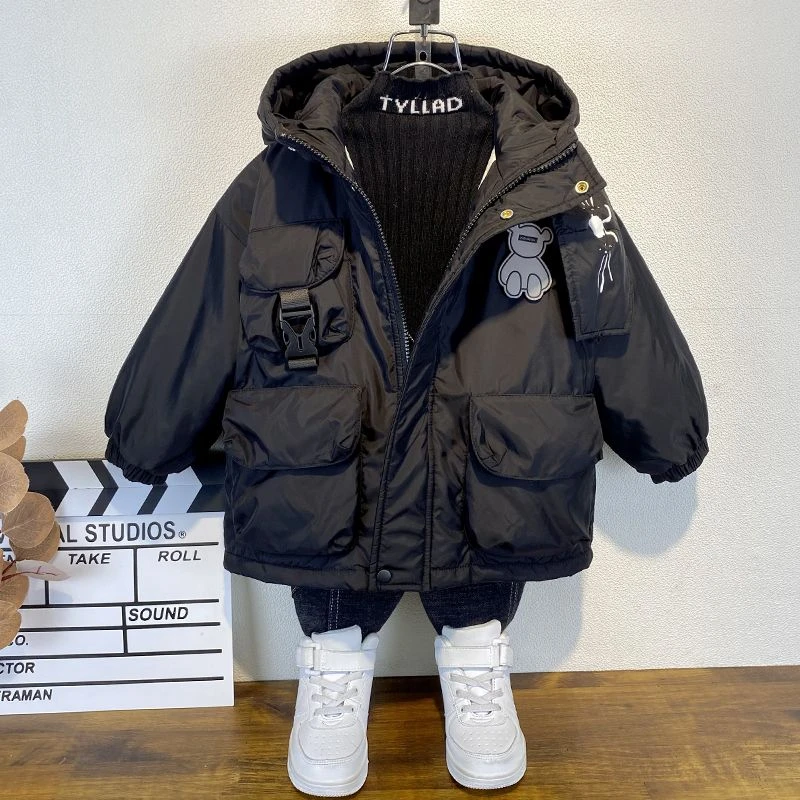 韩版男童秋冬加厚外套2023新款时髦儿童冬装加厚棉服洋气宝宝棉袄