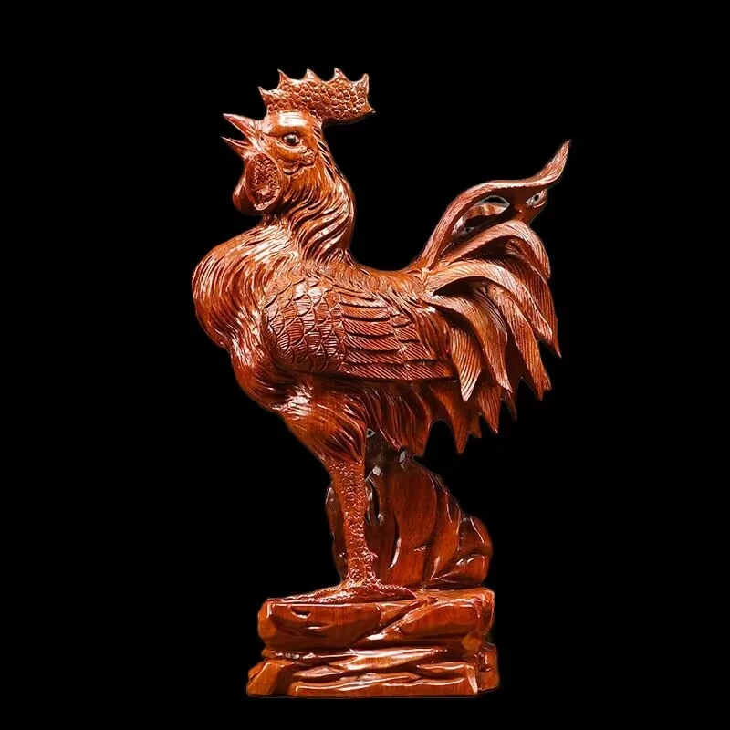 E895花梨木木雕大公鸡摆件木质工艺礼品
