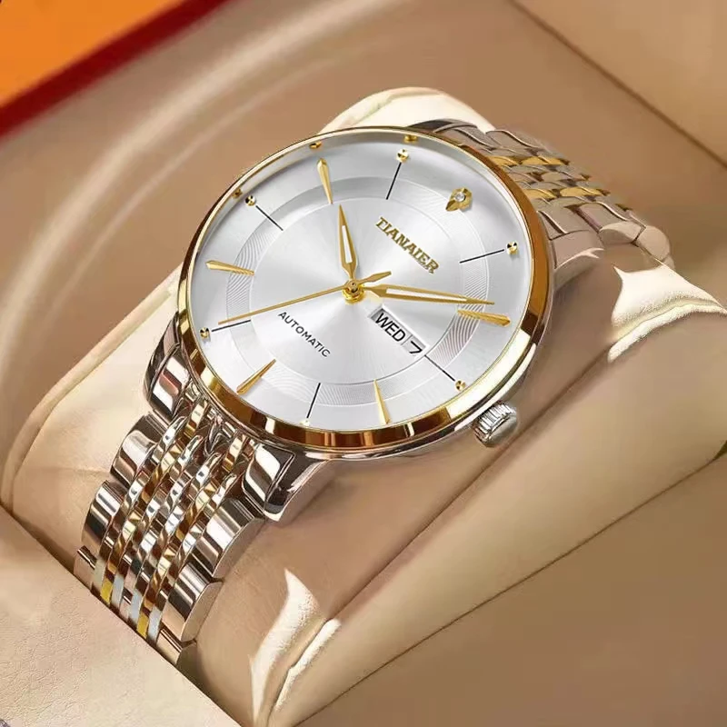 手表男士手表夜光钢带双日历防水高端腕表钢818S-L