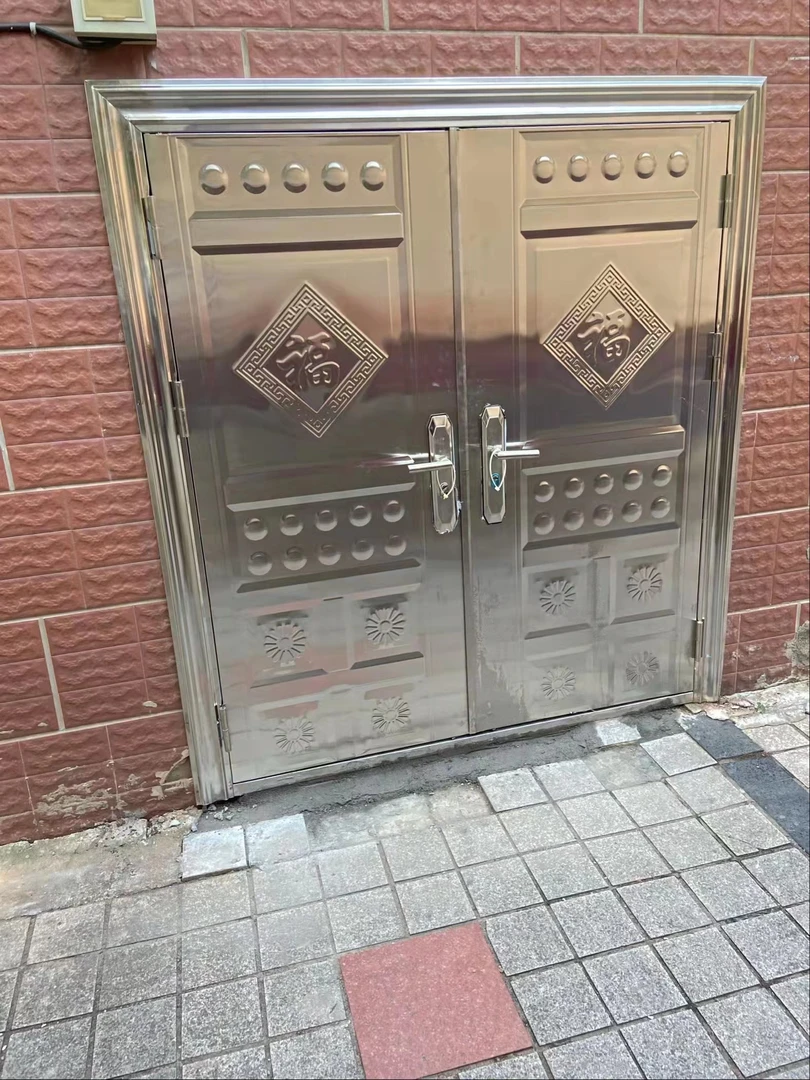 包邮现货可定制不锈钢双开门防盗门农村入户门加厚大门