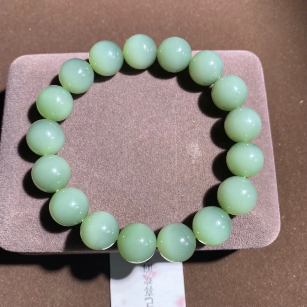 和田玉碧玉精品粉蓝单圈手串12mm