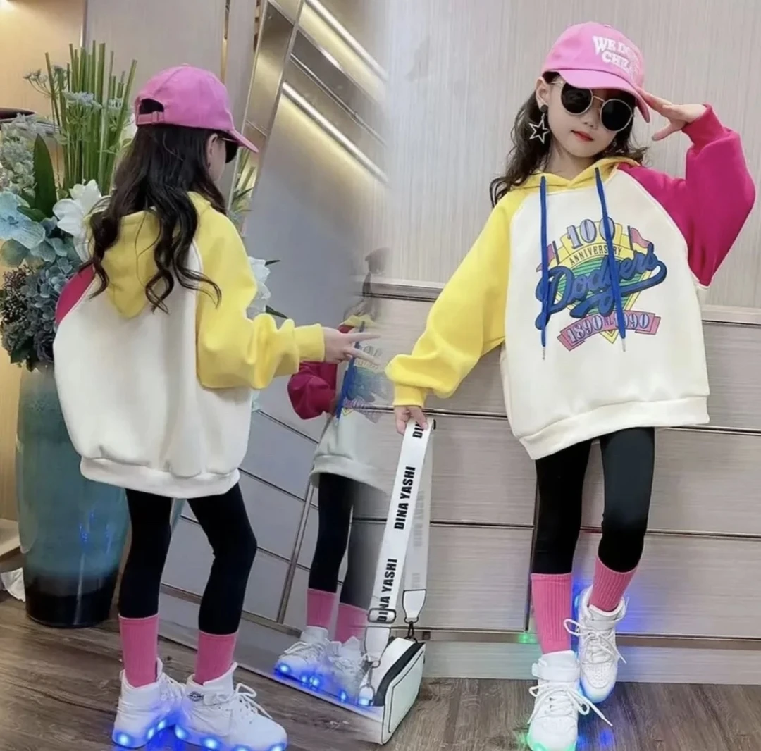 【潮酷女孩】女童韩版卫衣洋气2024新款儿童连帽卫衣春秋款女孩上衣