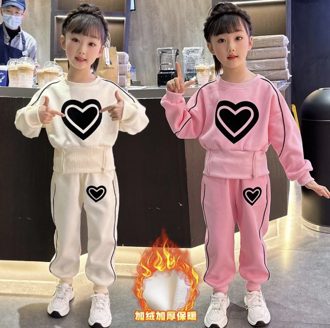 女童装加厚炸街休闲套装时髦洋气2025新款儿童秋冬款中大童两件套