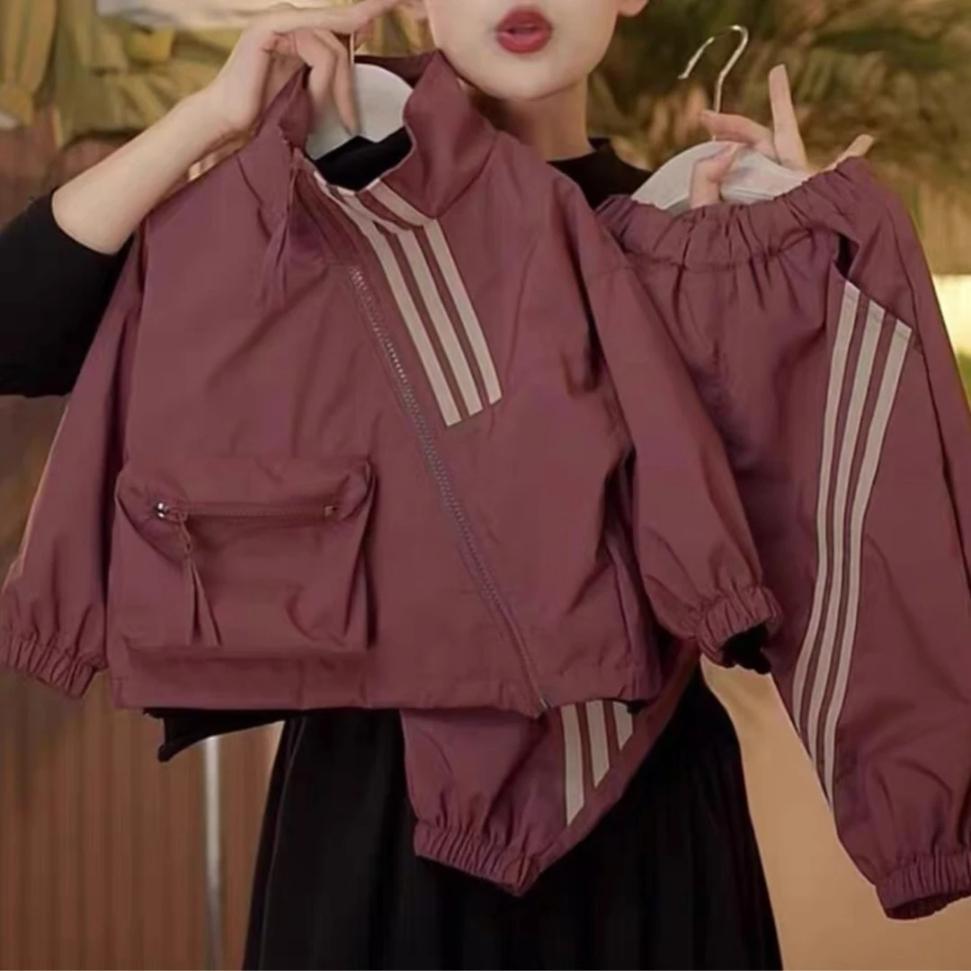 女童2023时尚秋季新品运动风超了开衫外套休闲长袖套装休闲百搭潮