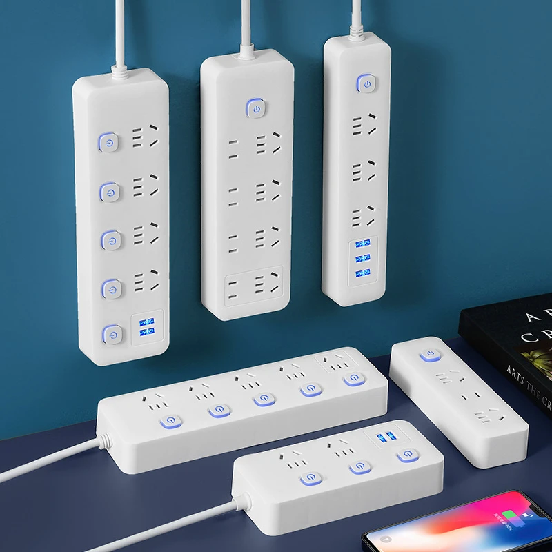 米用桌面办公插板带线学生宿舍功率多功能插座多孔排插2usb插线板