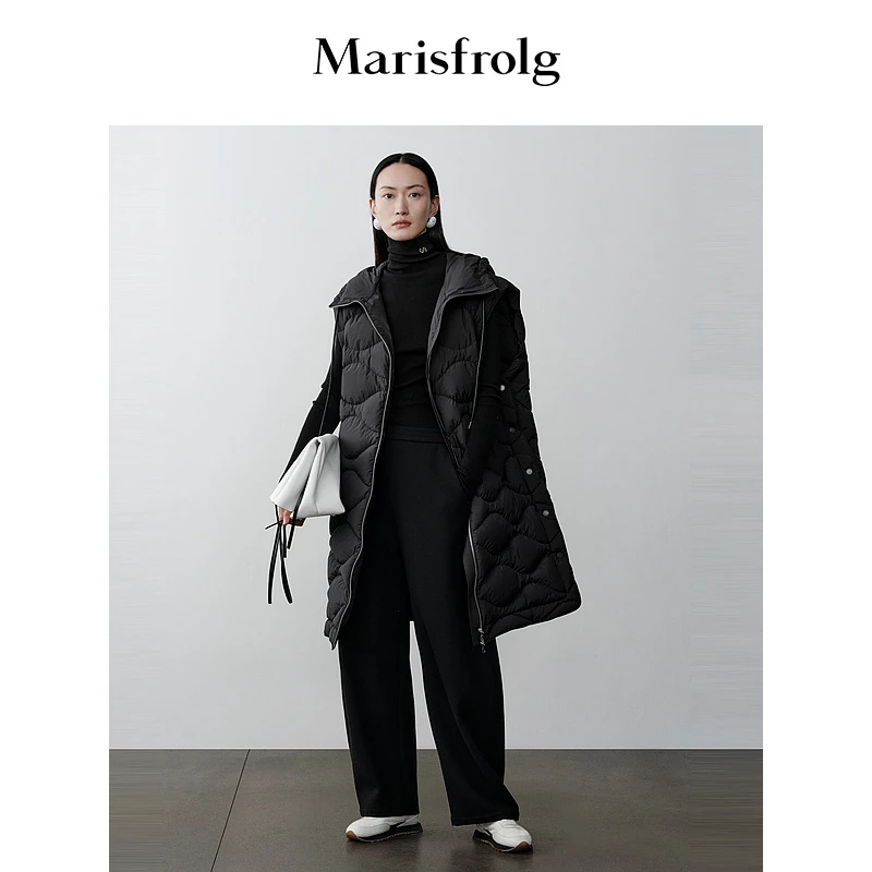 Marisfrolg/玛丝菲尔冬季时尚中长款通勤风马甲A1DE4186Y