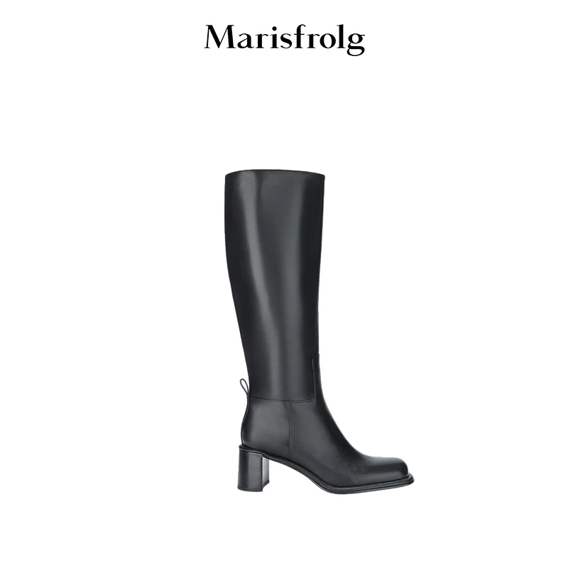 Marisfrolg玛丝菲尔粗跟时尚百搭秋冬长筒靴鞋子A2DE44094