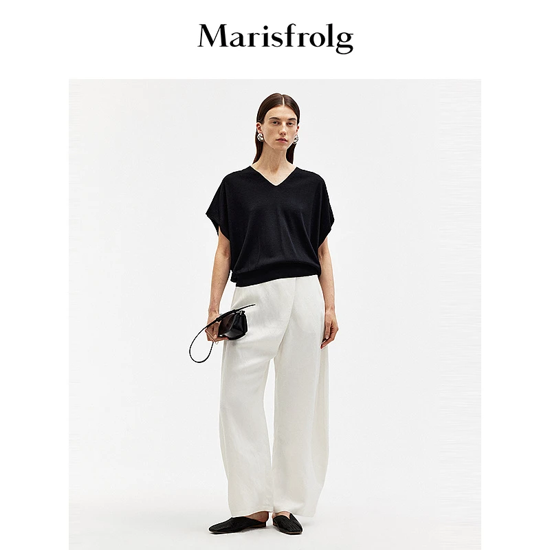 Marisfrolg玛丝菲尔夏宽松休闲垂感圆领设计师针织衫A1EG2850M