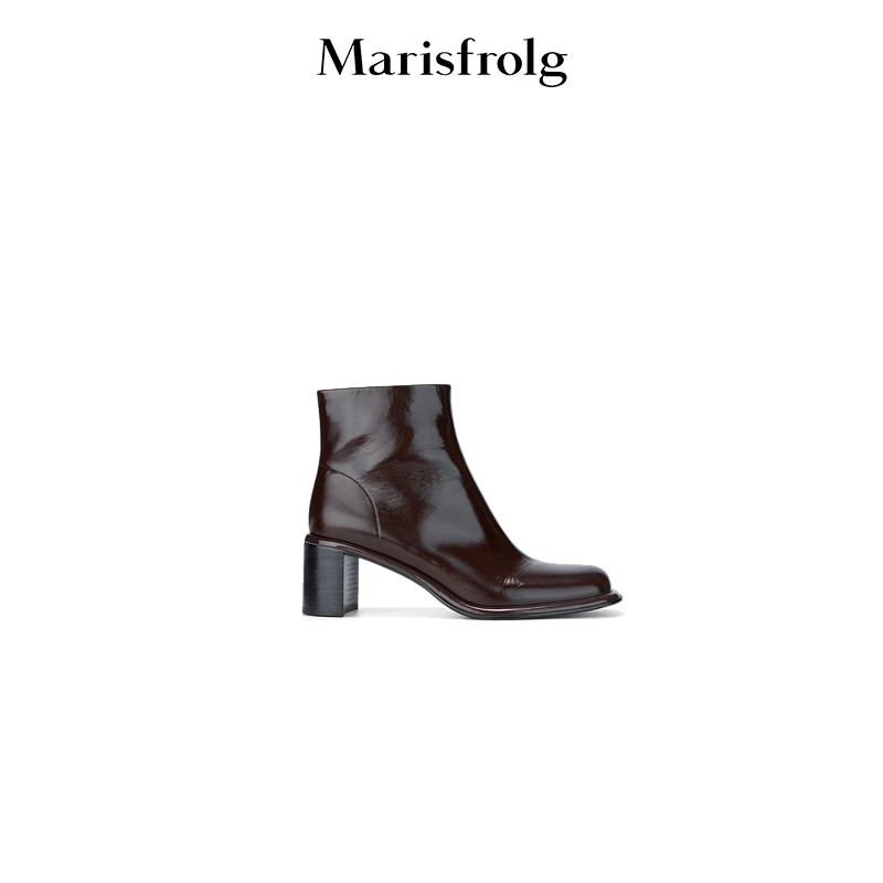 Marisfrolg玛丝菲尔时尚百搭黑色高跟秋冬粗跟气质鞋子A2DE44124