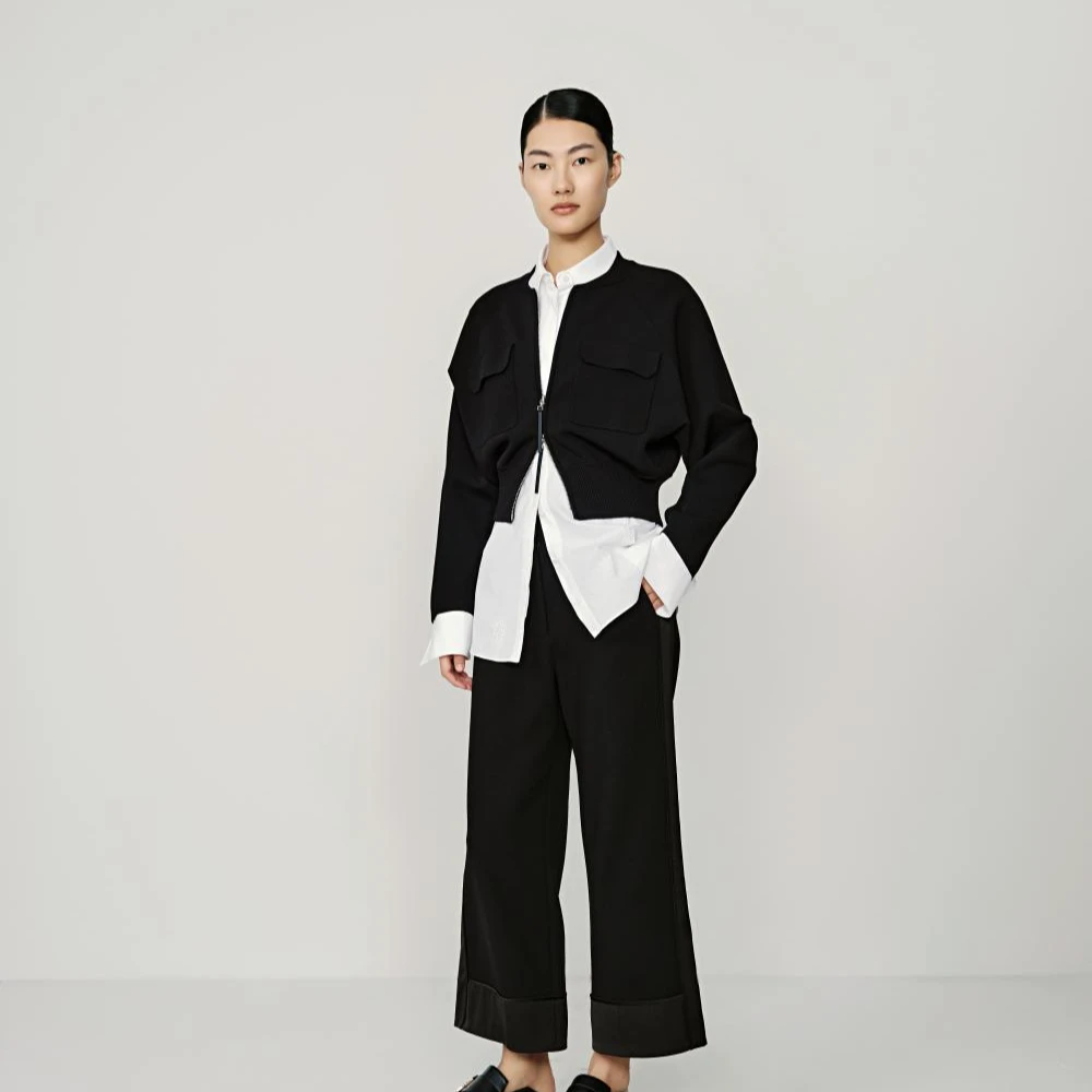 Marisfrolg玛丝菲尔秋季时尚宽松直筒休闲修身百搭外套A1BW1846M