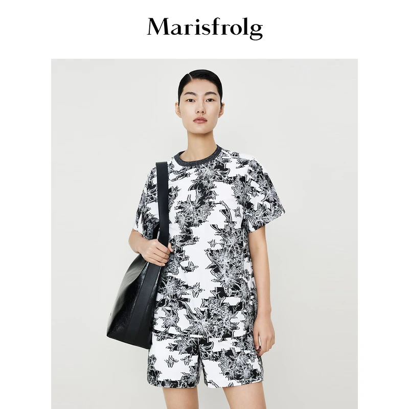 Marisfrolg/玛丝菲尔印花宽松夏季复古短袖套装A1DE2008Z