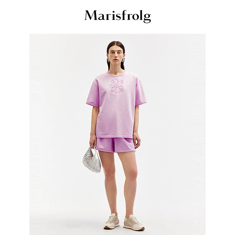 Marisfrolg玛丝菲尔夏季短袖圆领时尚休闲运动宽松套装A1EG2669Z