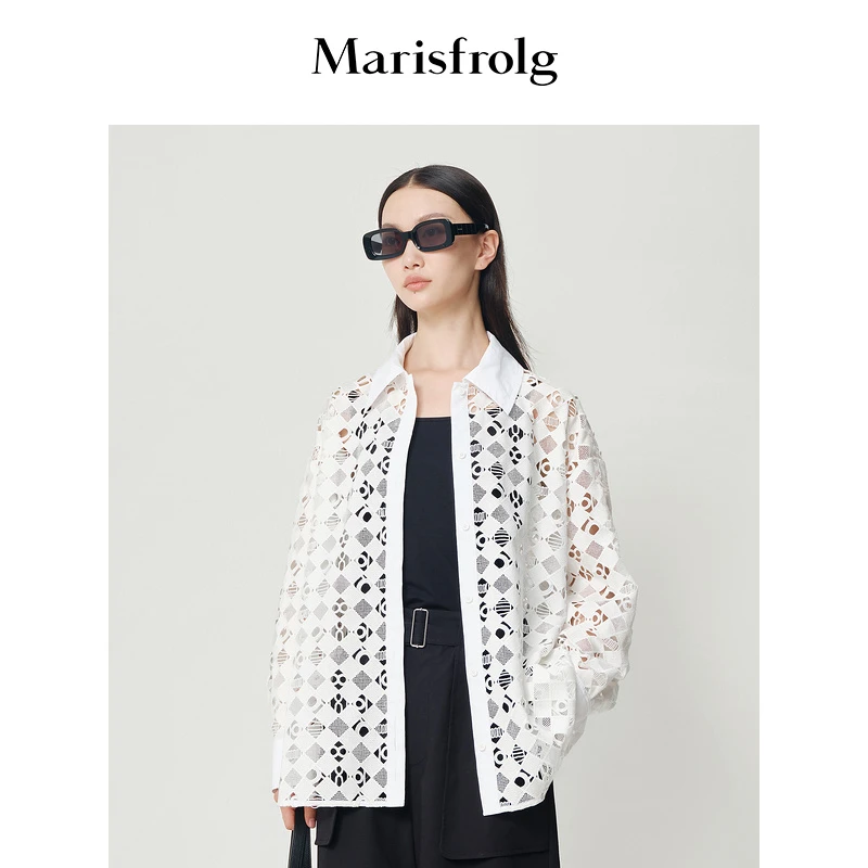 Marisfrolg玛丝菲尔22秋季设计师镂空蕾丝提花外套ACCX30579