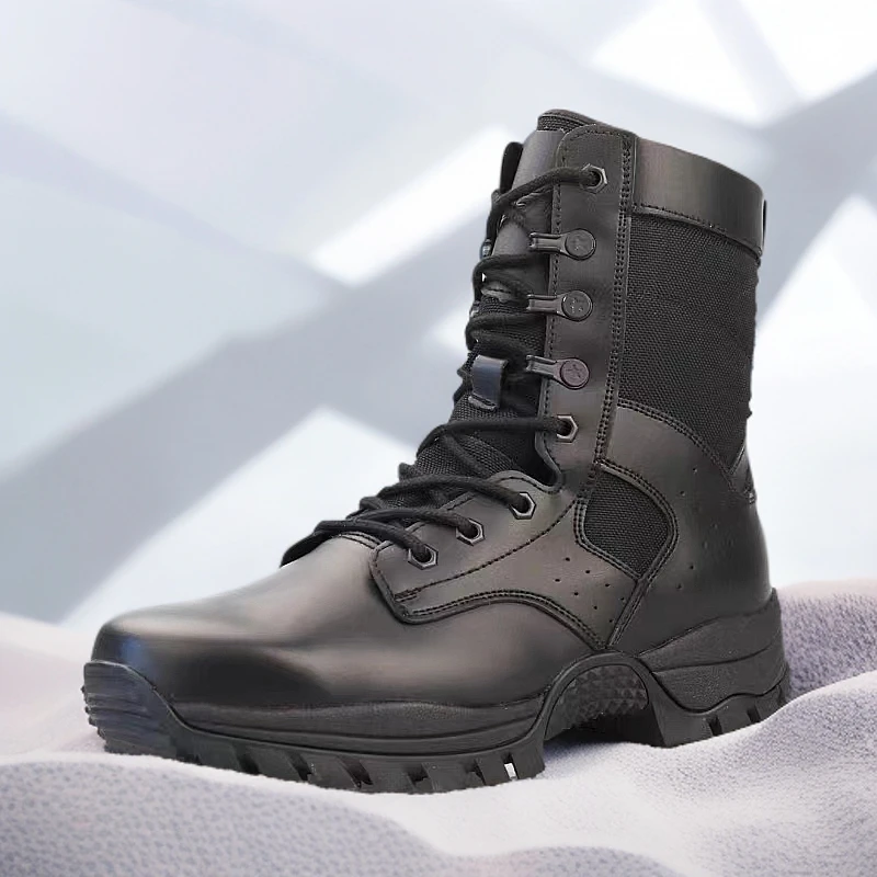 作战训靴棕色黑色男户外真皮高帮战术靴耐磨徒步登山靴越野陆战靴
