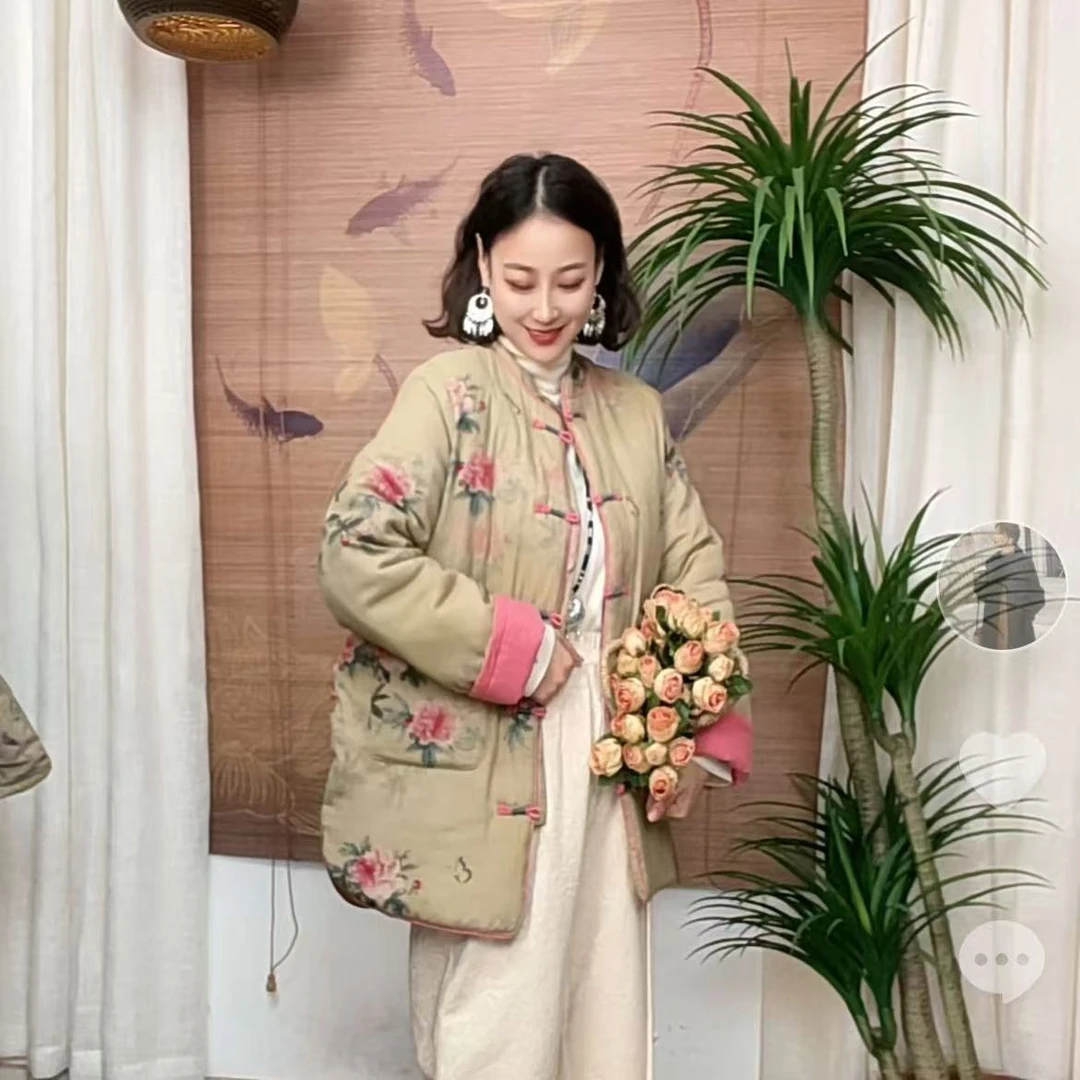 409-3高货燕尾中长复古百搭名族风国风文艺风禅服怀旧棉麻棉服