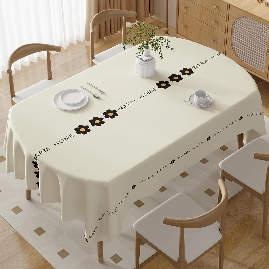 椭圆形桌布免洗防水防油防烫餐桌布茶几布新款轻奢高级感简约家用