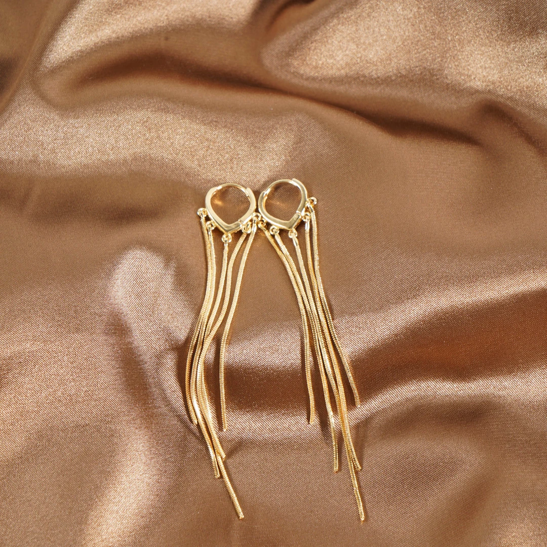 铜合金耳饰 高级感长款流苏耳环气质耳坠超仙网红耳饰N0906