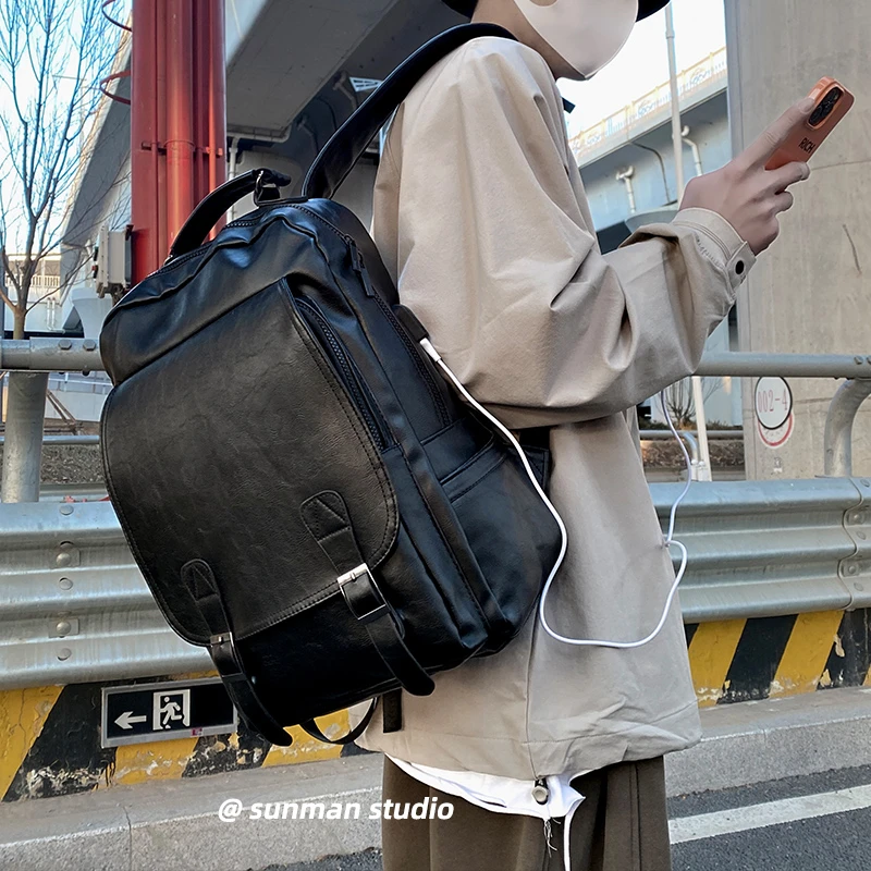 男士背包复古潮流双肩包大容量电脑包男大学生高中生书包旅行包潮