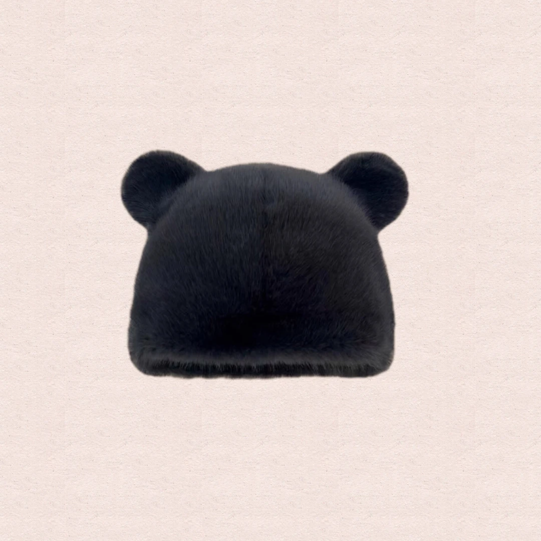 欧貂绒保暖时尚女士耳朵帽子仿水貂毛可爱加厚帽子百搭毛绒韩版