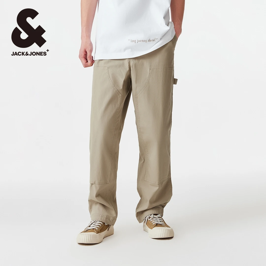 杰克琼斯夏季新款轻薄拼接设计抽绳可调节裤脚工装休闲长裤男装