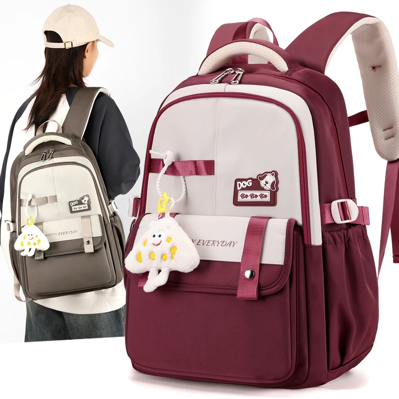 书包女初中生韩版时尚休闲背包高中生轻便大容量双肩包小学生书包