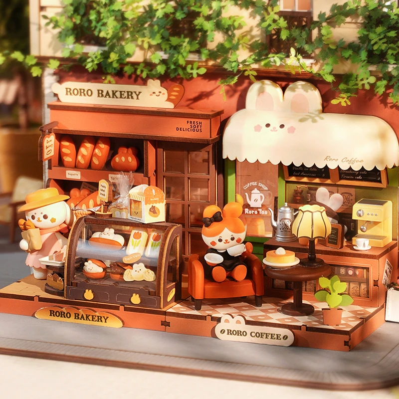 rolife/若来【新品】若来 阮阮面包店/咖啡店 带娃食玩拼装模型