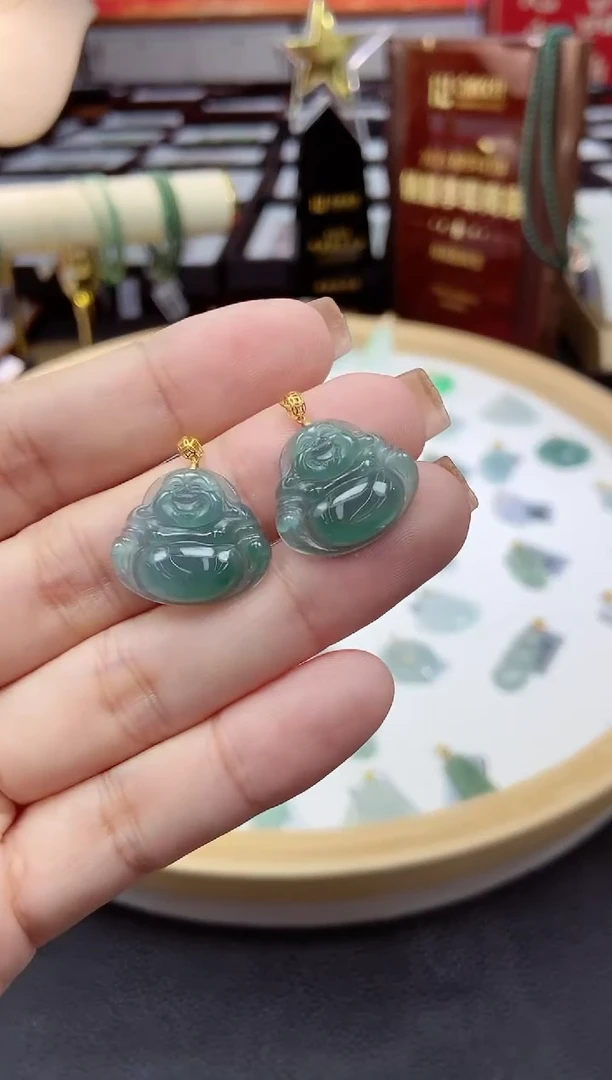 【闪购商品】翡翠挂件18K金镶嵌佛公多样性发一件@@CMT1720-1