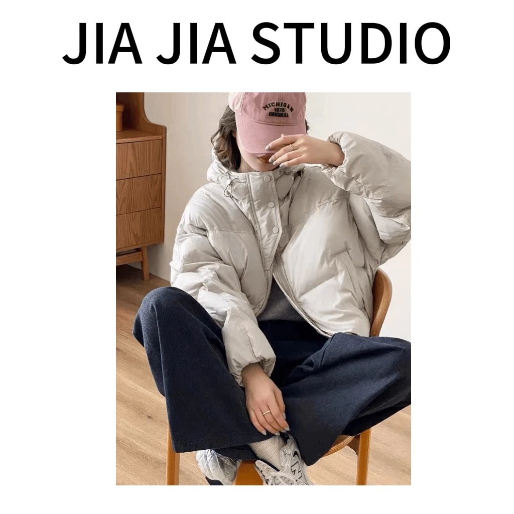 嘉嘉推荐#188款【秋冬加厚白鸭绒羽绒服】时尚三粒扣百搭连帽羽绒服